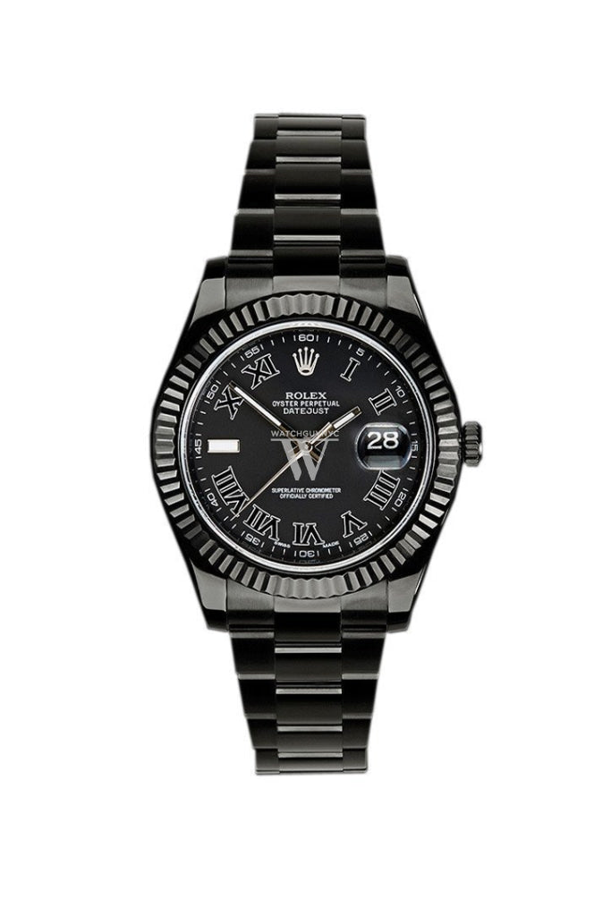 Rolex Black-Pvd Datejust Black Dial Stainless Steel Boc Coating Mens Watch 116333 116334 Pvd
