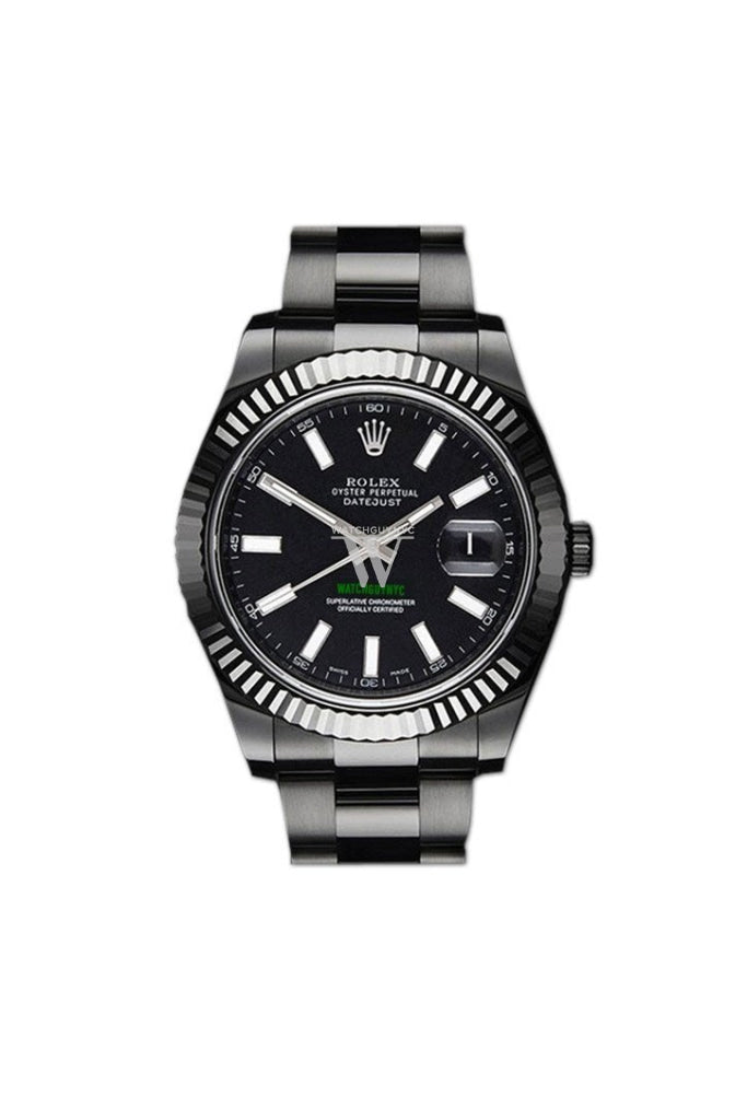Rolex Black-Pvd Datejust Black Dial Stainless Steel Boc Coating Oyster Mens Watch 116334 Pvd