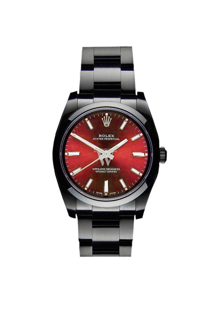 Rolex Black pvd Oyster Perpetual Red Dial Stainless Steel 114300