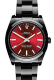 Rolex Black-Pvd Oyster Perpetual Red Dial Stainless Steel Black Boc Coating Mens Watch 114300 / None