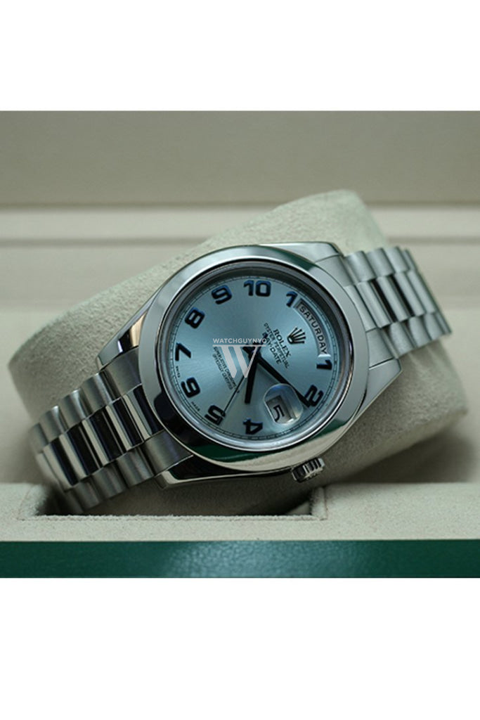 Rolex Day Date Ii 41 Ice Blue Arab Dial Platinum President Automatic Mens Watch 218206