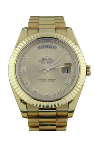 Rolex Day-Date Ii 41 President Champagne Roman Dial Mens Watch 218238 / None Pre-Owned-Watches