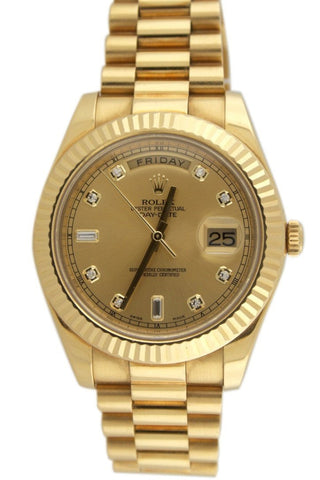 【公式】 Diamond Champagne 41 II DAY-DATE Rolex Dial 218238  Watch Men's Gold Yellow 18K ワンピース