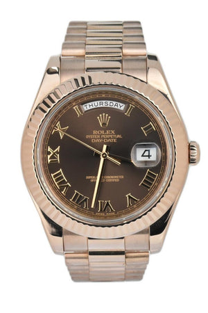 Rolex Day-Date Ii 41 President Chocolate Dial Rose Gold Mens Watch 218235 / None Pre-Owned-Watches