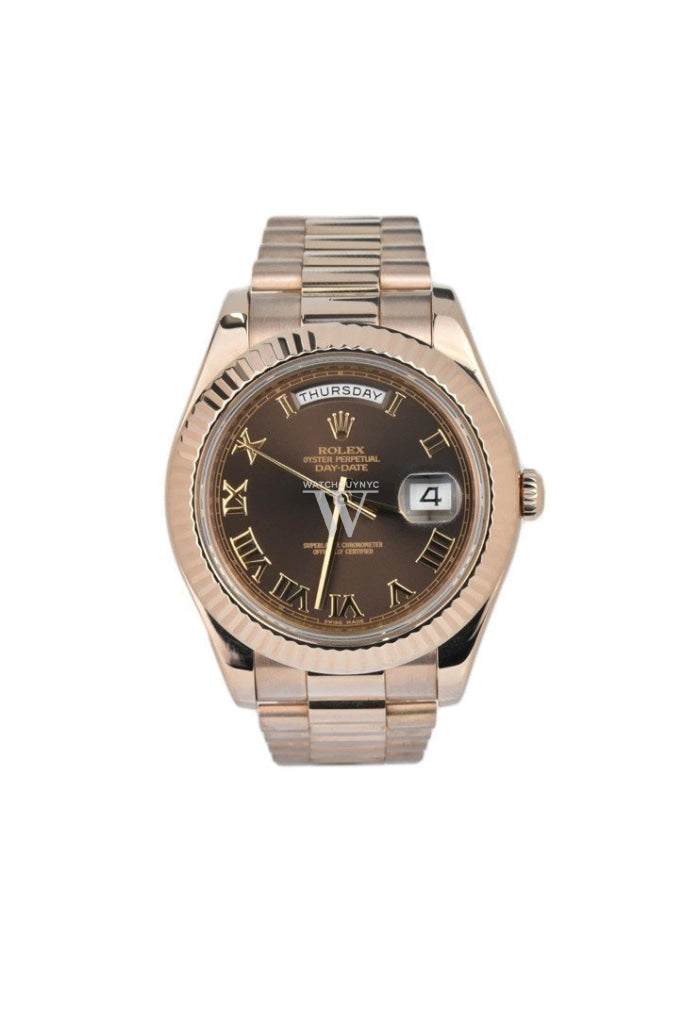 Rolex 218235 Day Date II President Rose Gold Chocolate Dial Men s Watch WatchGuyNYC