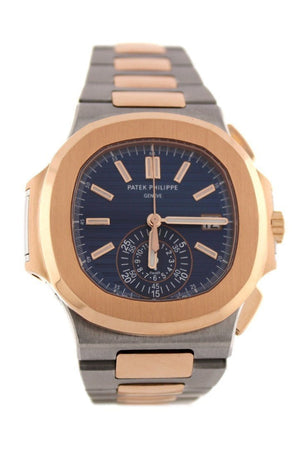 Patek Philippe Nautilus Mechanical Blue Dial Stainless Steel And 18Kt Rose Gold Mens Watch