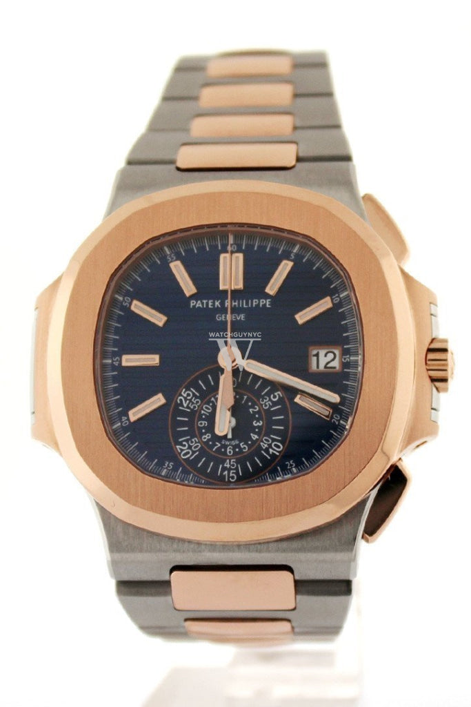 Patek Philippe Nautilus Mechanical Blue Dial Stainless Steel And 18Kt Rose Gold Mens Watch