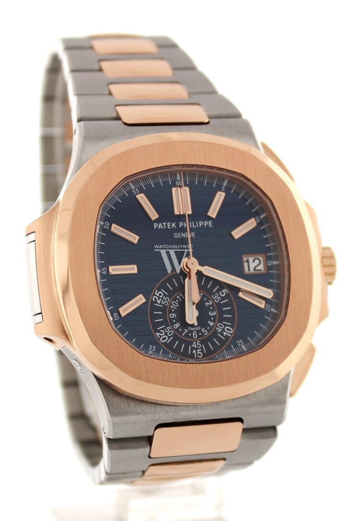 Patek Philippe Nautilus Mechanical Blue Dial Stainless Steel And 18Kt Rose Gold Mens Watch