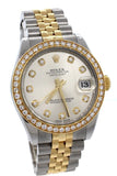 Rolex Datejust Lady 31 Silver Diamond Dial 18 Carat Yellow Gold Ladies Watch 178383 / None