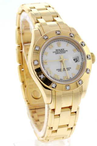 Rolex Oyster Perpetual Pearlmaster 18Kt Yellow Gold Diamond Ladies Watch 80318 Pre-Owned-Watches