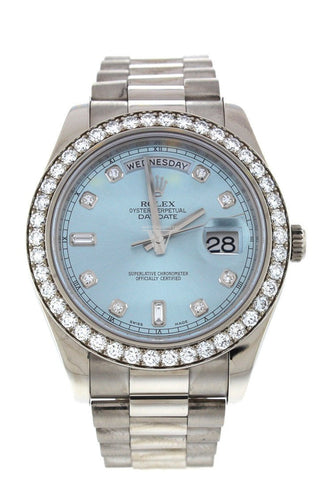Rolex Day-Date Ii 41 Silver Dial 18K White Gold President Mens Watch 218349 Pre-Owned-Watches