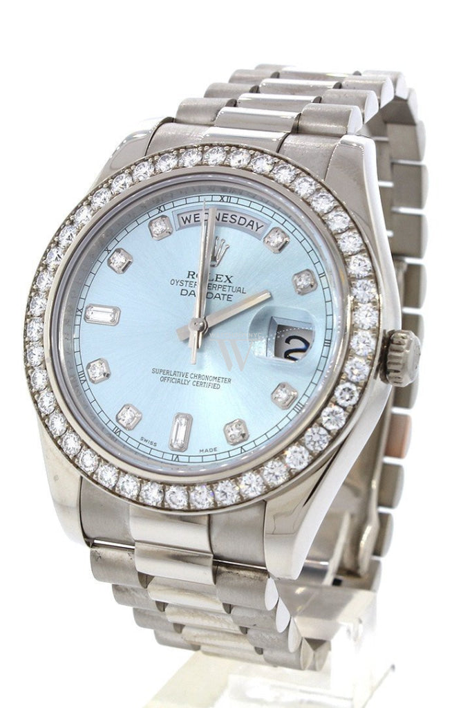 Rolex president 18k white gold diamond mens watch store