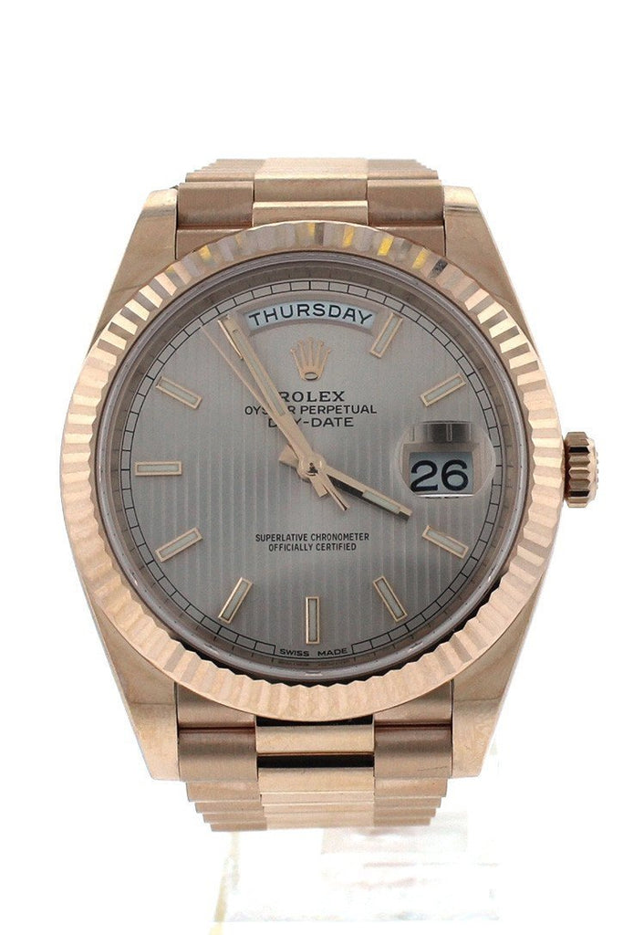 Rolex Day-Date 40 Sundust Stripe Dial 18K Everose Gold Mens Watch 228235 Pre-Owned-Watches