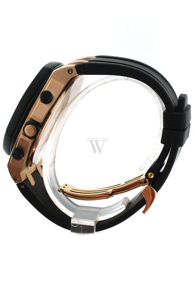 Audemars Piguet Royal Oak Offshore Black Dial 18Kt Rose Gold Rubber Chronograph Mens Watch