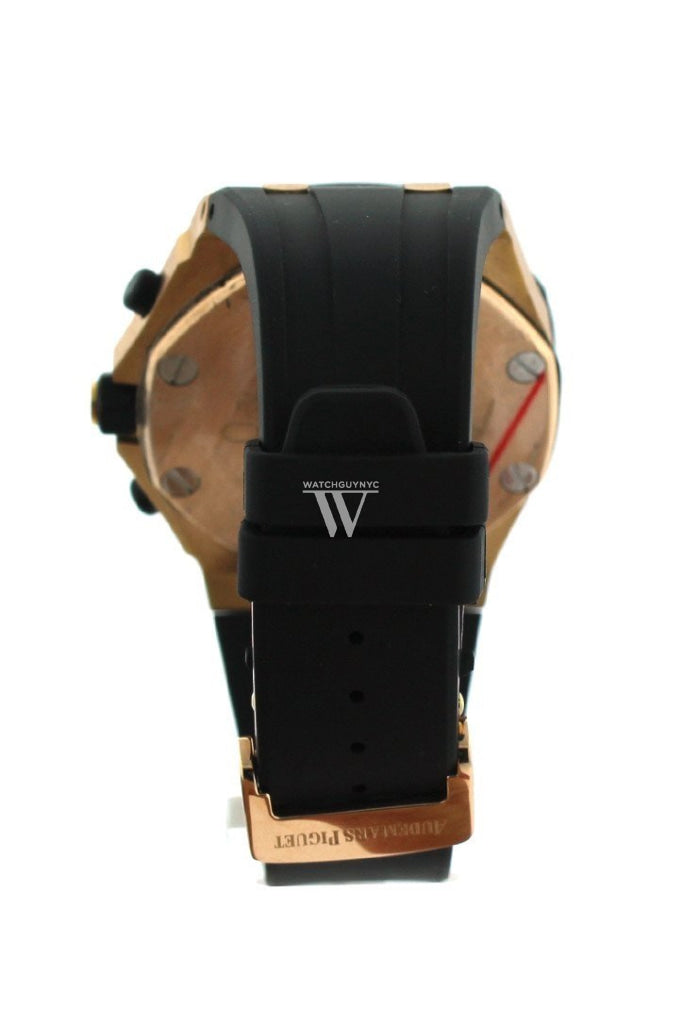 Audemars Piguet Royal Oak Offshore Black Dial 18Kt Rose Gold Rubber Chronograph Mens Watch