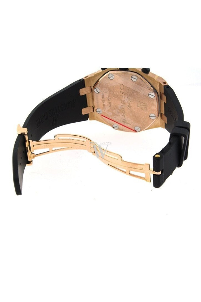 Audemars Piguet Royal Oak Offshore Black Dial 18Kt Rose Gold Rubber Chronograph Mens Watch