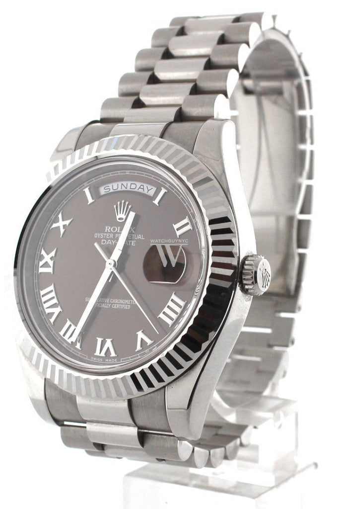 Rolex Day-Date Ii 41Mm President White Gold Chocolate Dial Mens Watch 218239 Pre-Owned-Watches