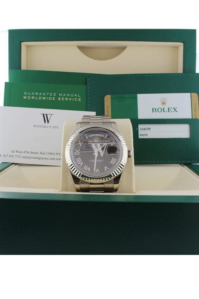 Rolex 218239 Day-Date II President Rose Gold Chocolate Dial