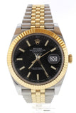 Rolex Datejust 41 Black Dial 18K Yellow Gold And Steel Watch 126333 Pre-Owned-Watches