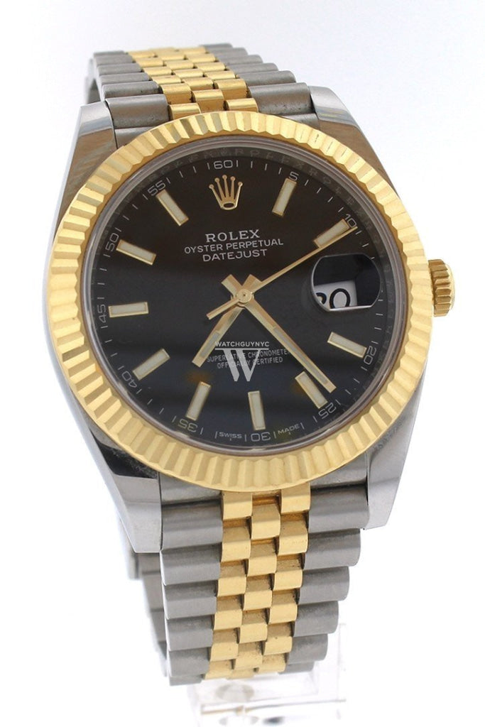 ROLEX 126333 Datejust 41 Black Dial Gold Steel Watch Mens| WatchGuyNYC