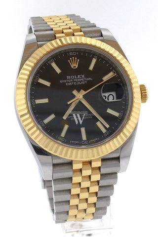 ROLEX 126333 Datejust 41 Black Dial Gold Steel Watch Mens WatchGuyNYC