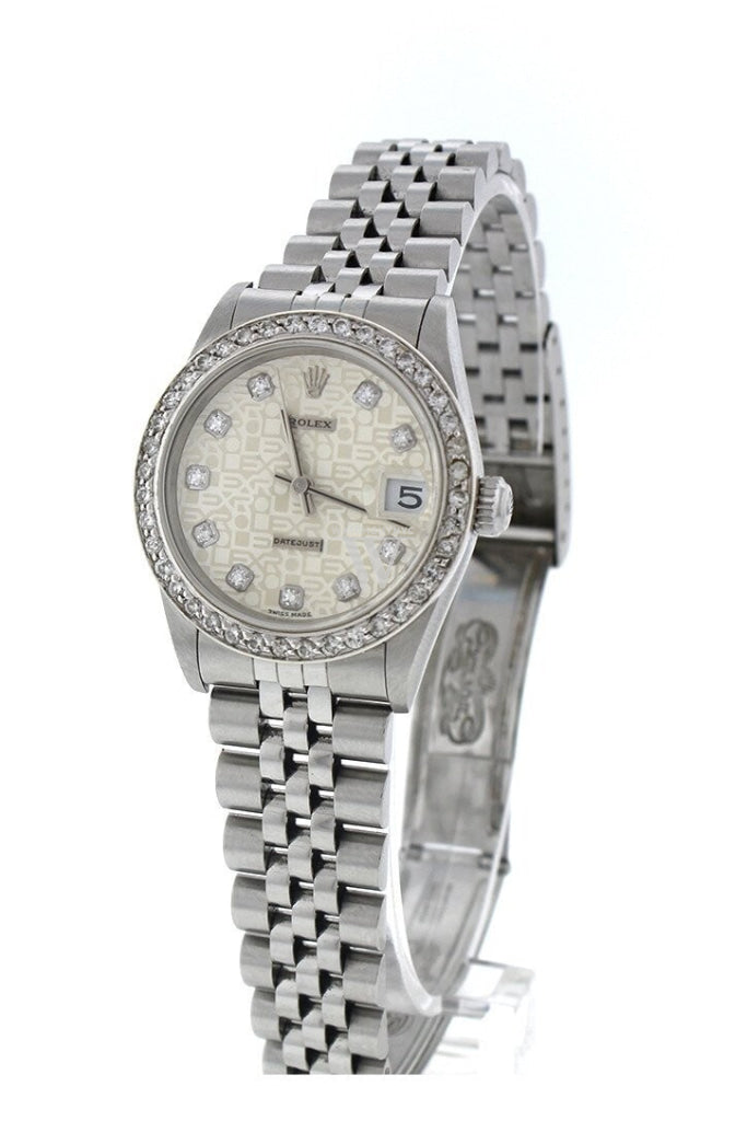 Custom Rolex Datejust Lady 31 Silver Diamond Dial Bezel Ladies Watch 178274 Watches
