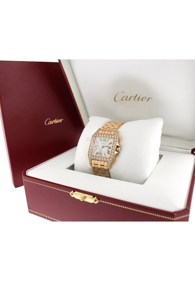 Cartier Santos Demoiselle 18Kt Rose Gold Diamond Large Ladies Watch Pre-Owned-Watches