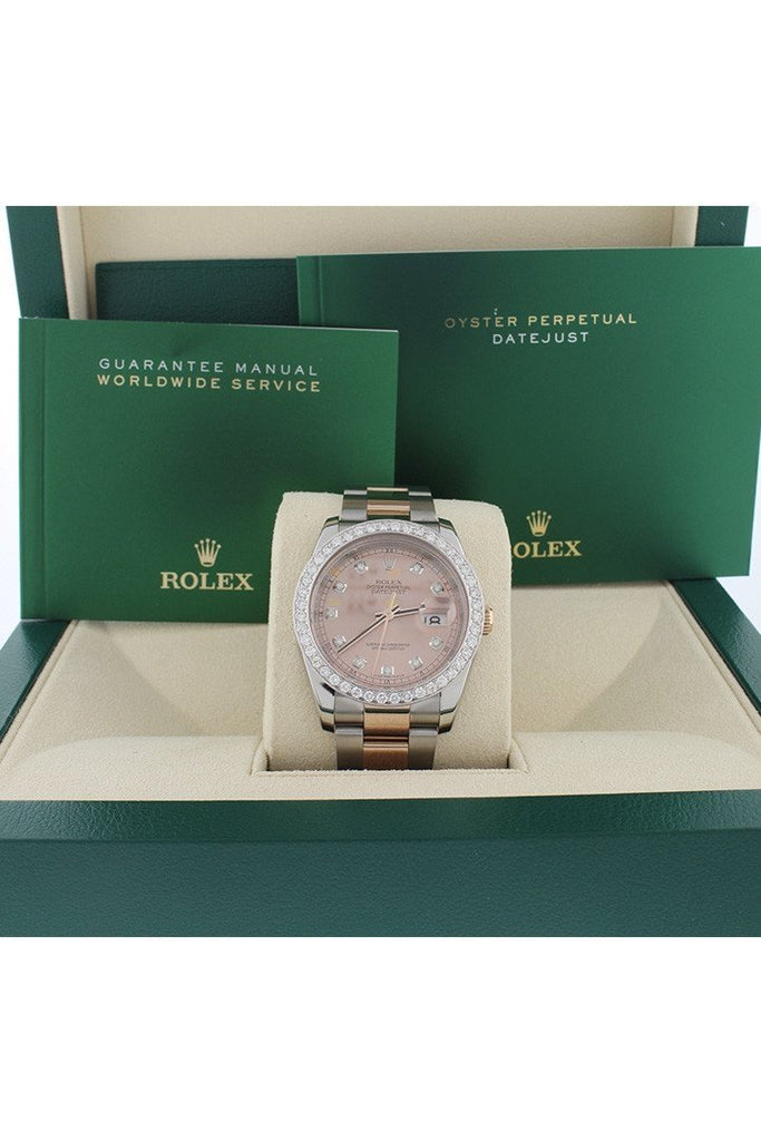 Rolex Custom Datejust 36 Pink Diamond Dial Dia Bezel 116201 Watches