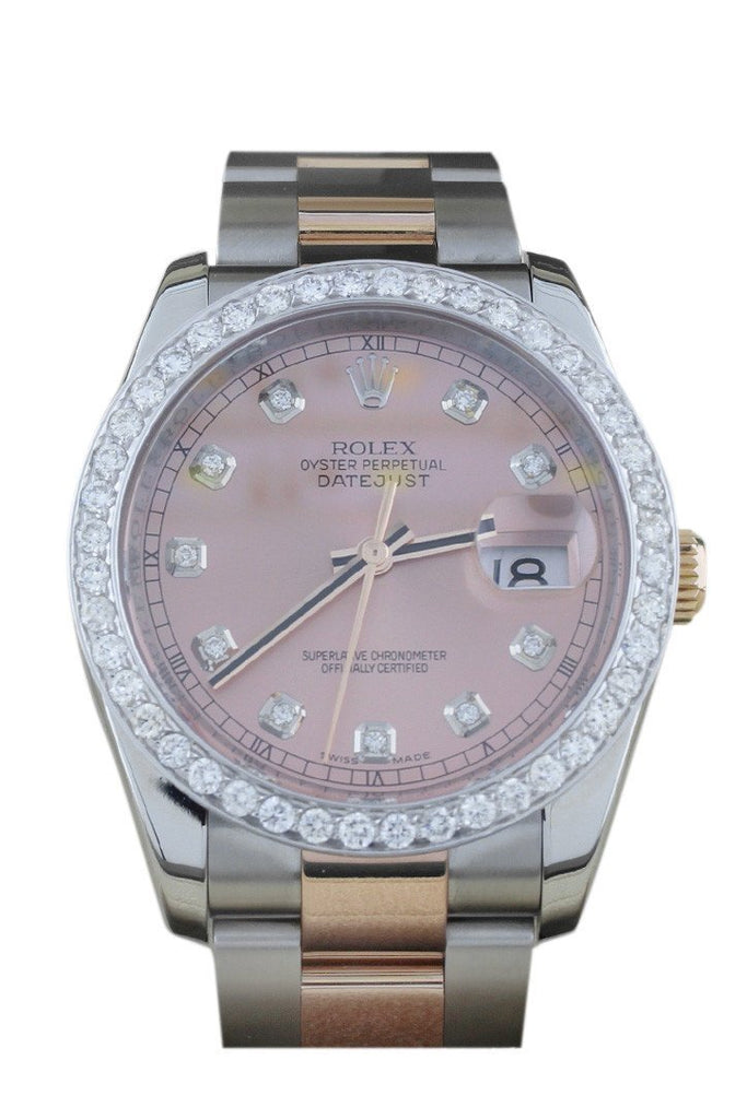 Rolex Custom Datejust 36 Pink Diamond Dial Dia Bezel 116201 / None Watches