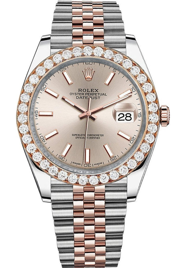 Rolex Custom Diamond Bezel Datejust 41Mm Two Tone Rose Gold Jubilee Mens Watch 126331 Sundust / Si