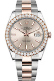 Rolex Custom Diamond Bezel Datejust 41mm Two Tone Rose Gold Oyster Men's Watch 126331