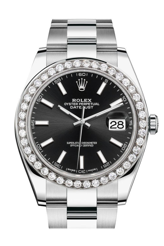 Rolex datejust 41mm sales black diamond dial