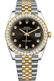 Rolex Custom Diamond Bezel Datejust 41Mm Black Set With Dial Two Tone Jubilee Mens Watch 126333 / Si