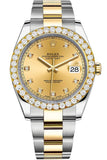 Rolex Custom Diamond Bezel Datejust 41Mm Champagne Set With Dial Two Tone Oyster Mens Watch 126333 /