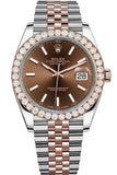 Rolex Custom Diamond Bezel Datejust 41Mm Chocolate Dial Two Tone Rose Gold Jubilee Mens Watch 126331