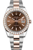 Rolex Custom Diamond Bezel Datejust 41mm Chocolate Dial Rose Gold Oyster Men's Watch 126331