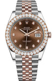 Rolex Custom Diamond Bezel Datejust 41Mm Chocolate Set With Dial Two Tone Jubilee Mens Watch 126331