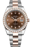 Rolex Custom Diamond Bezel Datejust 41mm Chocolate set with Diamond Dial Two Tone Oyster Men's Watch 126331