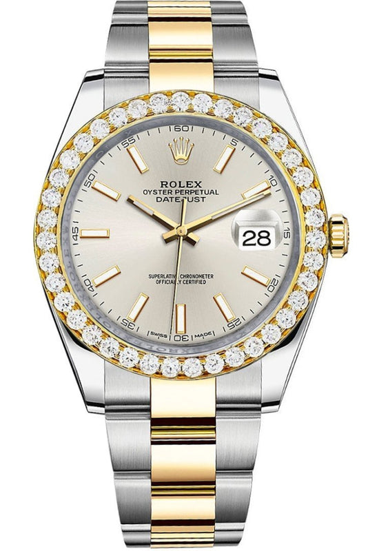 Custom Rolex Diamond Bezel Datejust 41 Silver Two Tone 126333