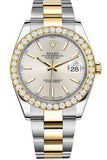 Rolex Custom Diamond Bezel Datejust 41Mm Silver Dial Two Tone Oyster Mens Watch 126333 / Si None