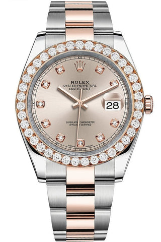 Rolex Custom Diamond Bezel Datejust 41Mm Sundust Set With Dial Two Tone Oyster Mens Watch 126331 /