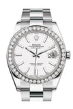 Rolex Custom Diamond Bezel Datejust 41mm White Dial Steel Oyster Men's Watch 126300