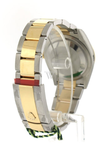 Rolex Datejust 36 Black Set With Diamonds Dial Dome Bezel Oyster Yellow Gold Two Tone Watch 126203