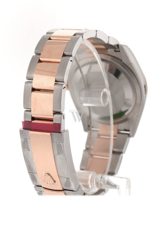 Custom Diamond Bezel Rolex Datejust 36 Dark Rhodium Dial Rose Gold Two Tone Watch 126201