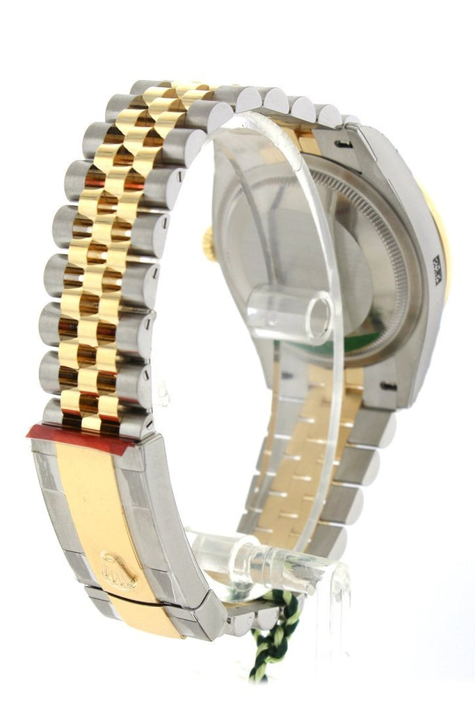 Custom Diamond Bezel Rolex Datejust 36 White Dial Jubilee Yellow Gold Two Tone Watch 126203