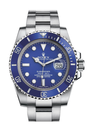 Rolex Submariner Date 18K White Gold Blue Dial Mens Watch 116619LB 116619