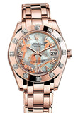 Rolex Pearlmaster 34 Goldust Dream Roman Diamonds Set On Vi Dial 18K Rose Gold Watch 81315 Pearl