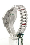 Rolex Day-Date 40 White Roman Dial Baguette Diamond Bezel Platinum President Automatic Mens Watch