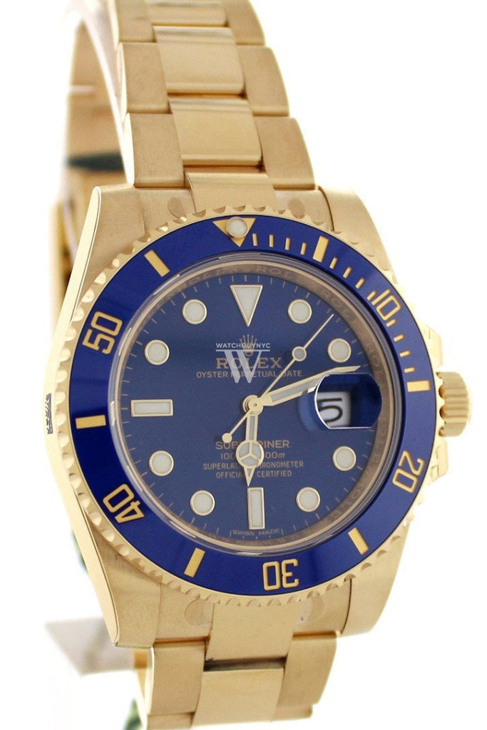 Rolex Submariner Date 40mm Yellow Gold Blue Dial 116618LB– Wrist Aficionado