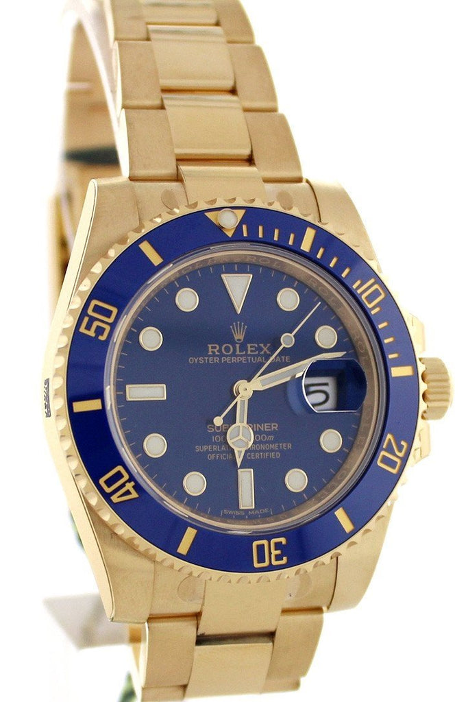 Rolex Submariner Date 40 Blue Dial 18K Yellow Gold Mens Watch 116618